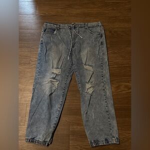 Celebrity Pink Relaxed Fit Distressed Jeans in Washed Blue